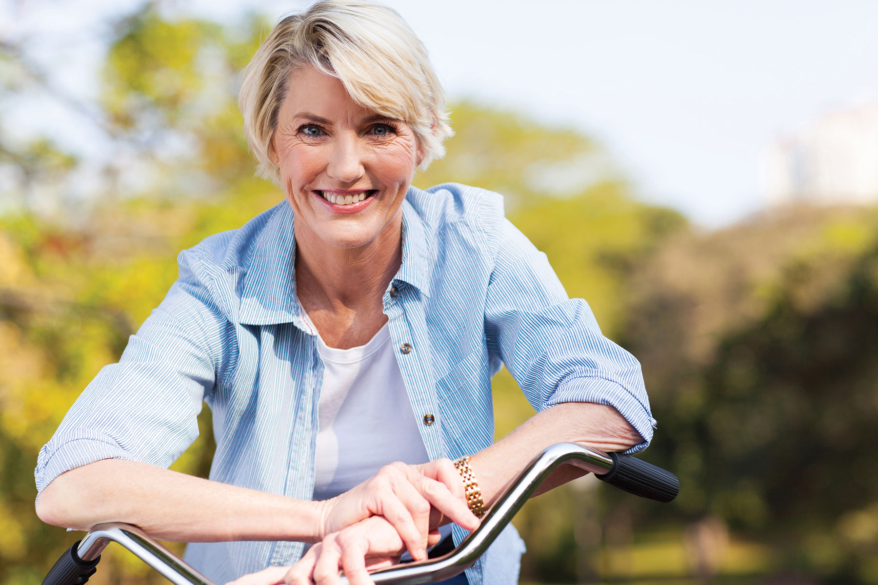 A woman with a bike